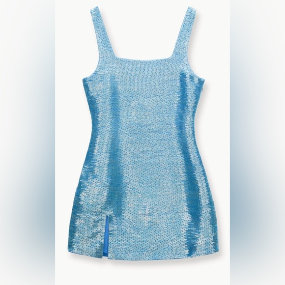 STAUD Dresses & Skirts - STAUD Le Sable Beaded Mini Blue Dress